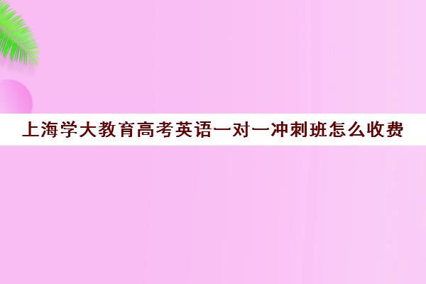 上海学大教育高考英语一对一冲刺班怎么收费（高考线上辅导机构有哪些比较好）