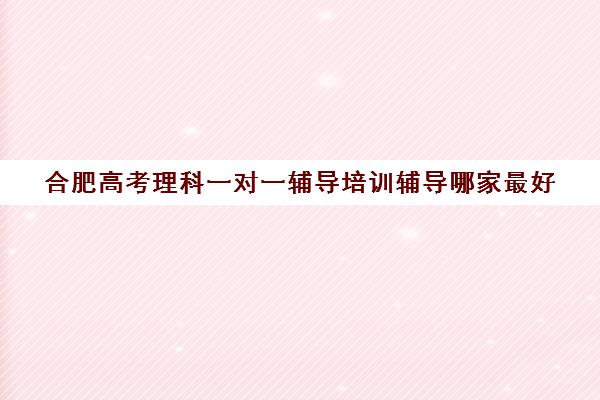 合肥高考理科一对一辅导培训辅导哪家最好(合肥初中一对一家教排名)