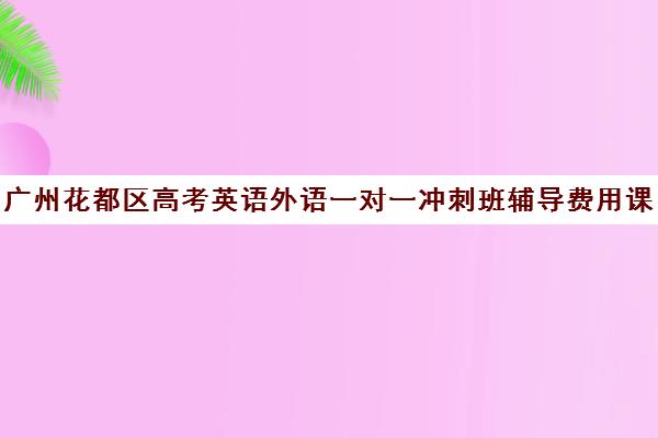 广州花都区高考英语外语一对一冲刺班辅导费用课价格多少钱(花几万块学英语值得吗)