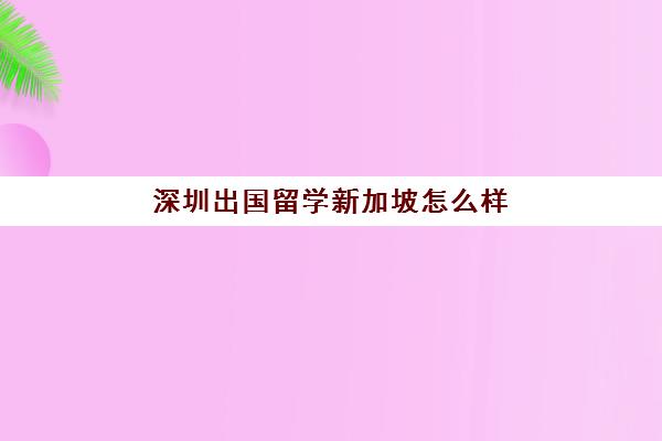 深圳出国留学新加坡怎么样(去新加坡留学一年要多少钱)