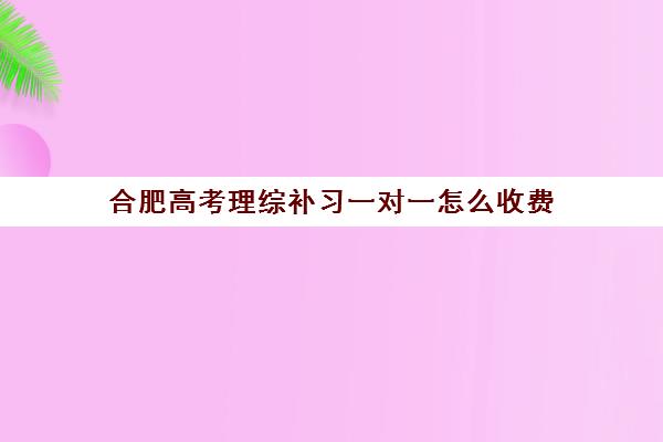 合肥高考理综补习一对一怎么收费