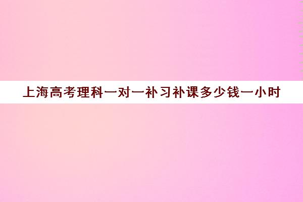 上海高考理科一对一补习补课多少钱一小时