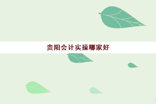 贵阳会计实操哪家好(贵阳会计公司哪家好)