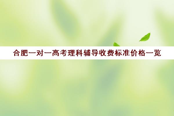 合肥一对一高考理科辅导收费标准价格一览(合肥一对一补课价格)