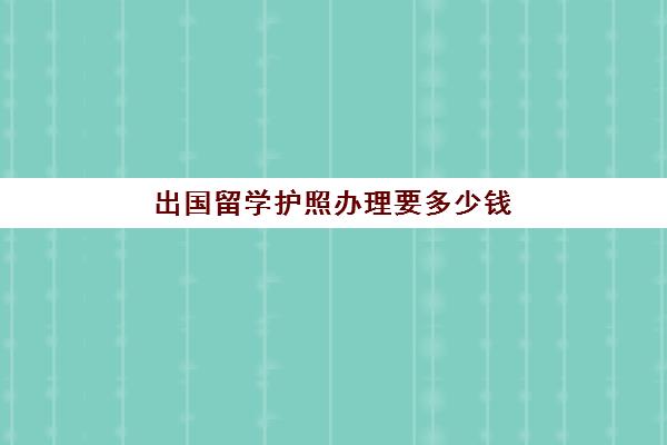 出国留学护照办理要多少钱(不出国有必要办护照吗)