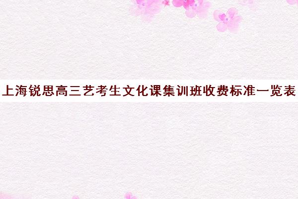 上海锐思高三艺考生文化课集训班收费标准一览表(艺考集训一般多少钱)