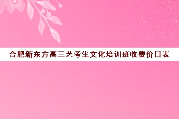 合肥新东方高三艺考生文化培训班收费价目表(合肥艺考生文化课培训机构排名)