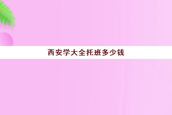 西安学大全托班多少钱(1万块的幼小衔接班加盟)