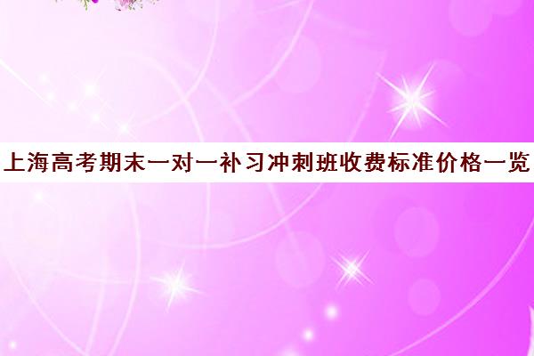 上海高考期末一对一补习冲刺班收费标准价格一览