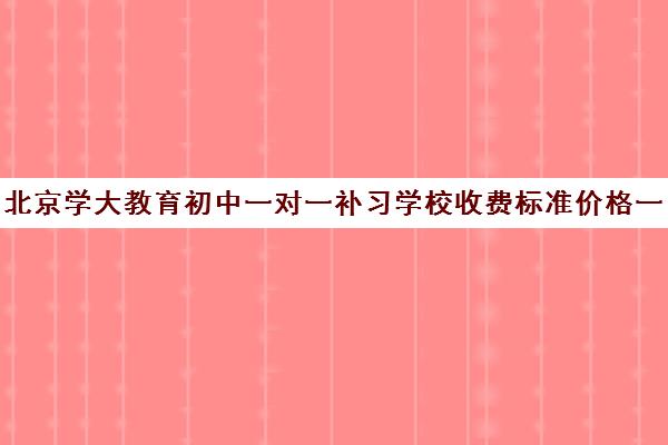 北京学大教育初中一对一补习学校收费标准价格一览