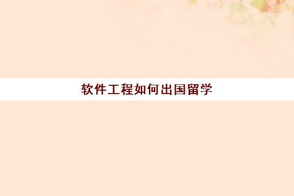 软件工程如何出国留学(计算机出国留学哪些国家好)