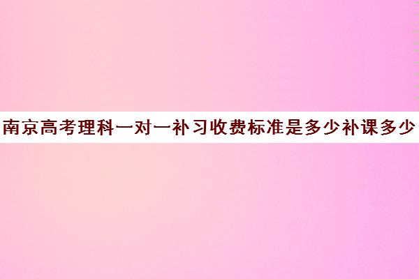 南京高考理科一对一补习收费标准是多少补课多少钱一小时