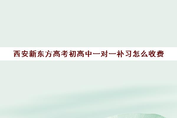 西安新东方高考初高中一对一补习怎么收费