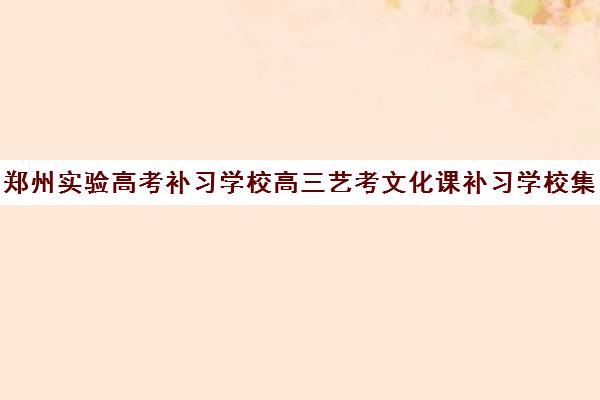 郑州实验高考补习学校高三艺考文化课补习学校集训费用多少钱