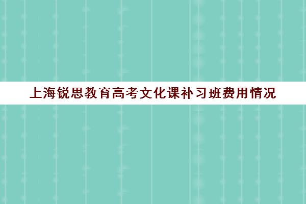 上海锐思教育高考文化课补习班费用情况