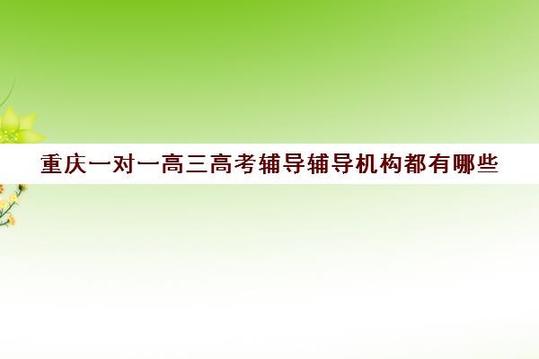 重庆一对一高三高考辅导辅导机构都有哪些(高三一对一培训机构)