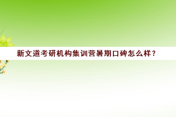 新文道考研机构集训营暑期口碑怎么样？（新文道考研报班价格一览表）