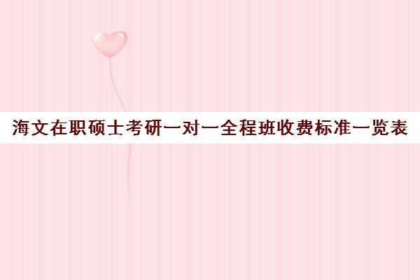 海文在职硕士考研一对一全程班收费标准一览表（海文考研辅导班价格表）