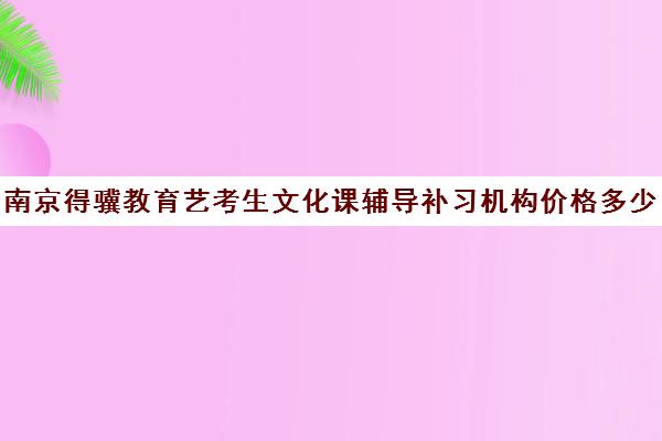 南京得骥教育艺考生文化课辅导补习机构价格多少钱