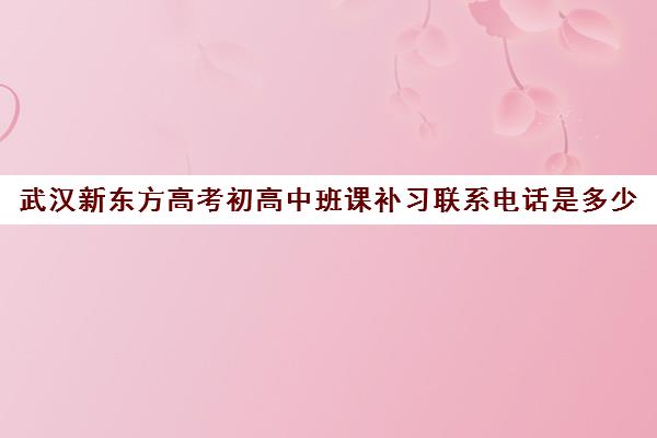 武汉新东方高考初高中班课补习联系电话是多少