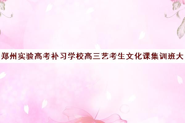 郑州实验高考补习学校高三艺考生文化课集训班大概多少钱