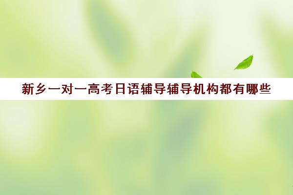 新乡一对一高考日语辅导辅导机构都有哪些(学日语的高中生能报考哪些学校)