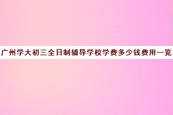 广州学大初三全日制辅导学校学费多少钱费用一览表(广东初中毕业可以上什么学校)