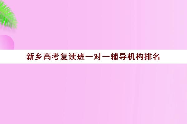 新乡高考复读班一对一辅导机构排名(河南最好的高考复读学校)