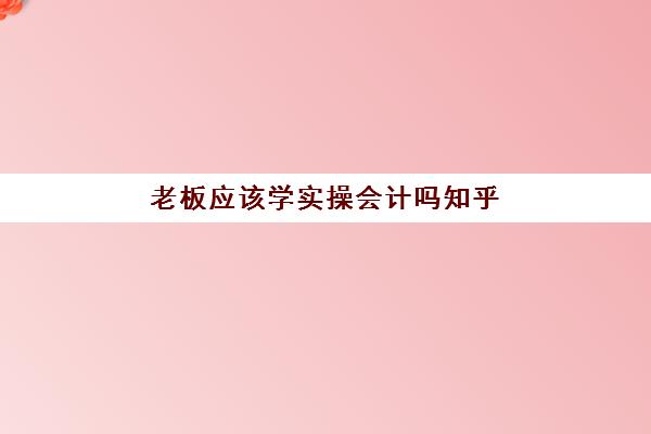 老板应该学实操会计吗知乎(想干会计但是又没经验)