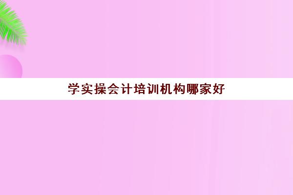 学实操会计培训机构哪家好(学会计哪个机构培训班比较好)