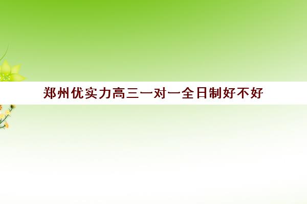 郑州优实力高三一对一全日制好不好(郑州一对一辅导收费标准)