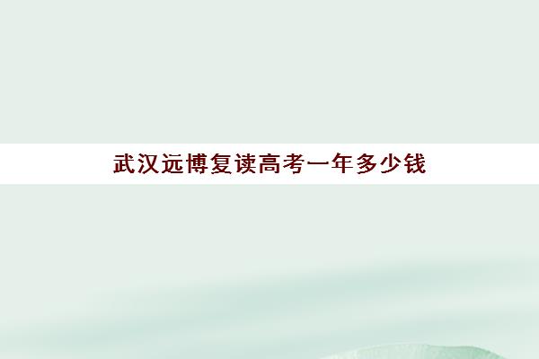 武汉远博复读高考一年多少钱(湖北新高考可以复读吗)