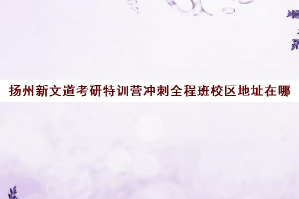 扬州新文道考研特训营冲刺全程班校区地址在哪（新文道考研机构地址在哪）