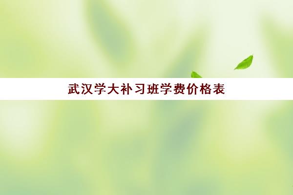 武汉学大补习班学费价格表