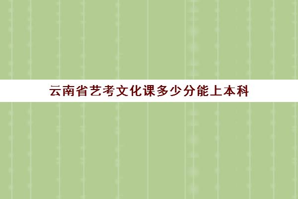 云南省艺考文化课多少分能上本科(云南艺考生可以报哪些学校)