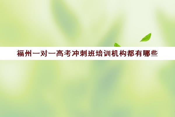 福州一对一高考冲刺班培训机构都有哪些(高考线上辅导机构有哪些比较好)