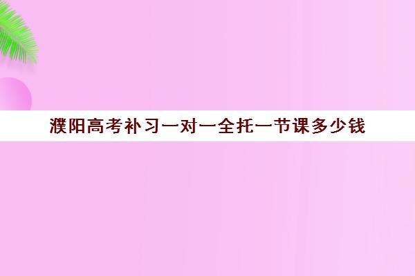 濮阳高考补习一对一全托一节课多少钱