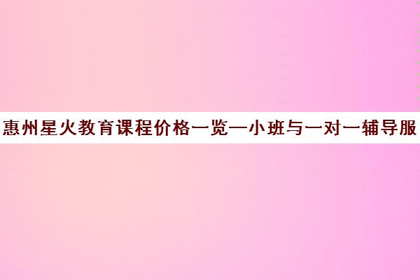 惠州星火教育课程价格一览—小班与一对一辅导服务