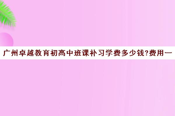 广州卓越教育初高中班课补习学费多少钱?费用一览表