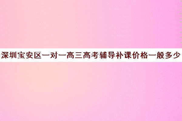 深圳宝安区一对一高三高考辅导补课价格一般多少钱(深圳高中收费标准)