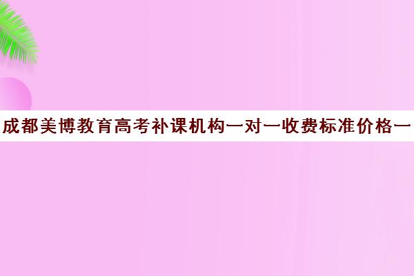 成都美博教育高考补课机构一对一收费标准价格一览(一对一补课多少钱)