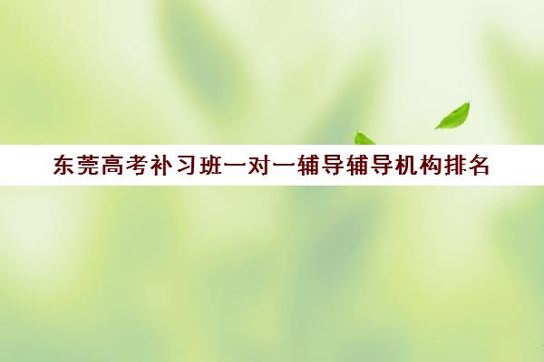 东莞高考补习班一对一辅导辅导机构排名