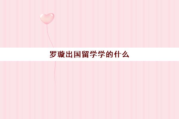 罗璇出国留学学什么(女生出国留学利弊)