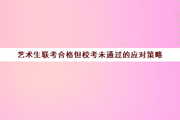 艺术生联考合格但校考未通过应对策略