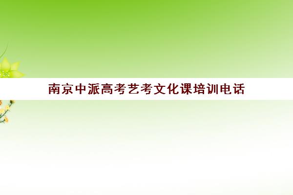 南京中派高考艺考文化课培训电话(南京高中培训机构哪家好)