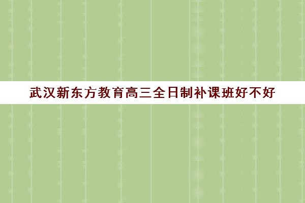 武汉新东方教育高三全日制补课班好不好(高三辅导班收费)