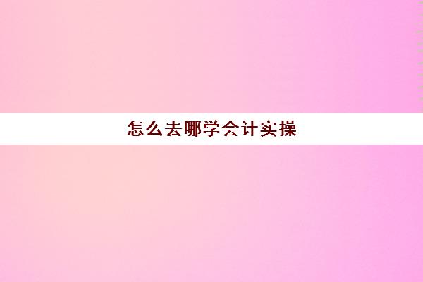 怎么去哪学会计实操(如何学好会计)