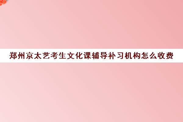 郑州京太艺考生文化课辅导补习机构怎么收费