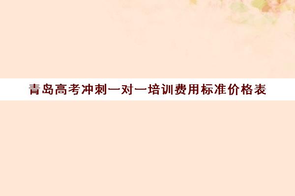 青岛高考冲刺一对一培训费用标准价格表(一对一价格大概是多少)