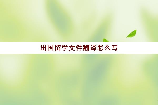 出国留学文件翻译怎么写(出国留学申请文书范文)